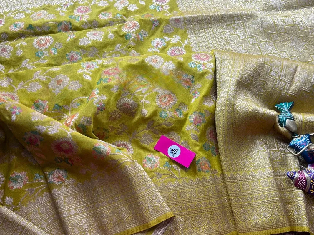 Traditional Zari Design Georgette Silk Sarees with Beautiful Colors