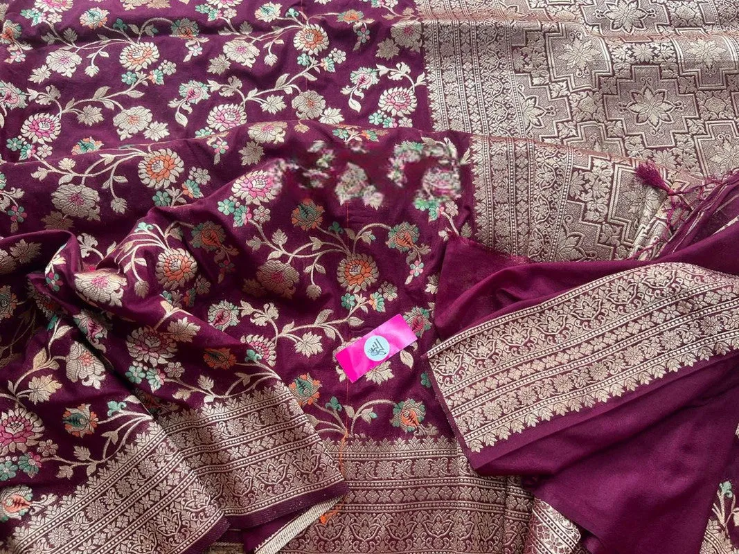 Traditional Zari Design Georgette Silk Sarees with Beautiful Colors