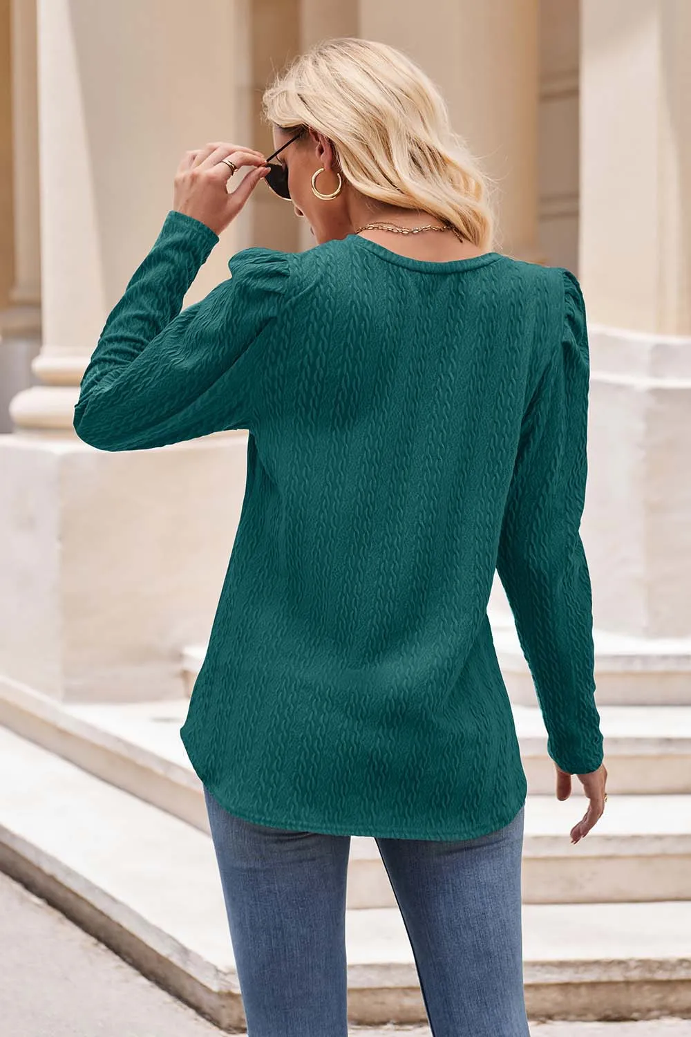 Trina Round Neck Puff Sleeve Blouse