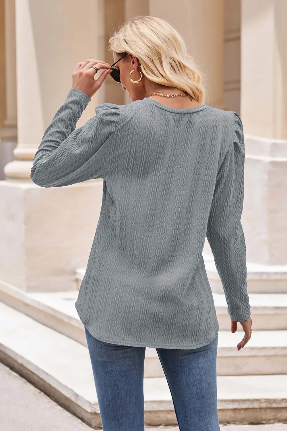 Trina Round Neck Puff Sleeve Blouse
