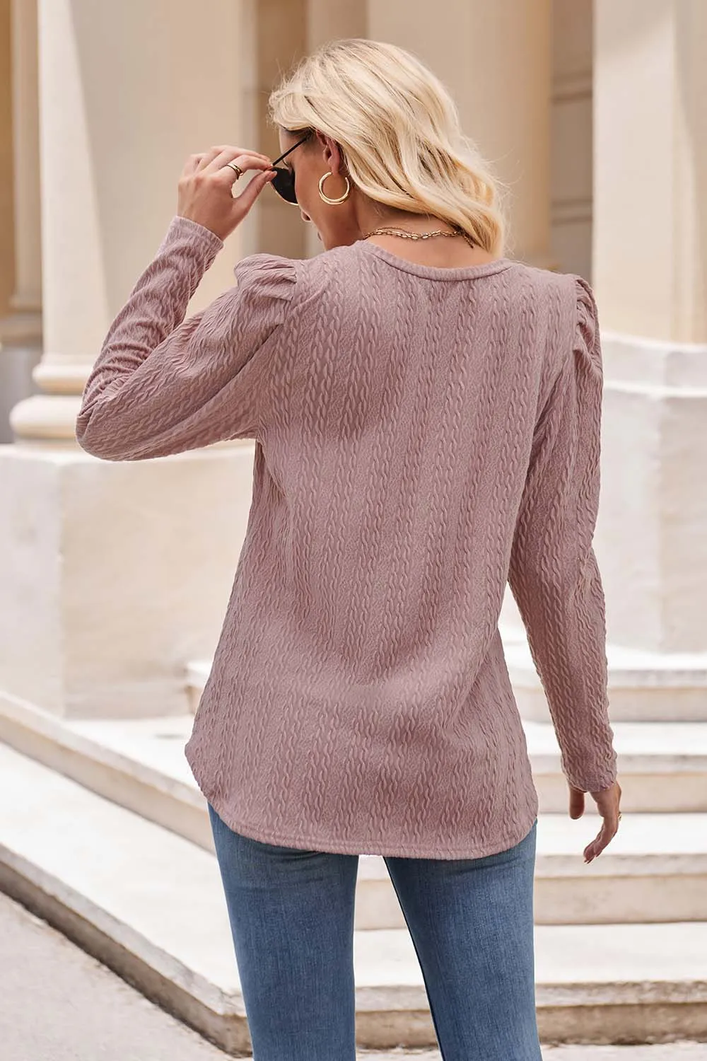 Trina Round Neck Puff Sleeve Blouse