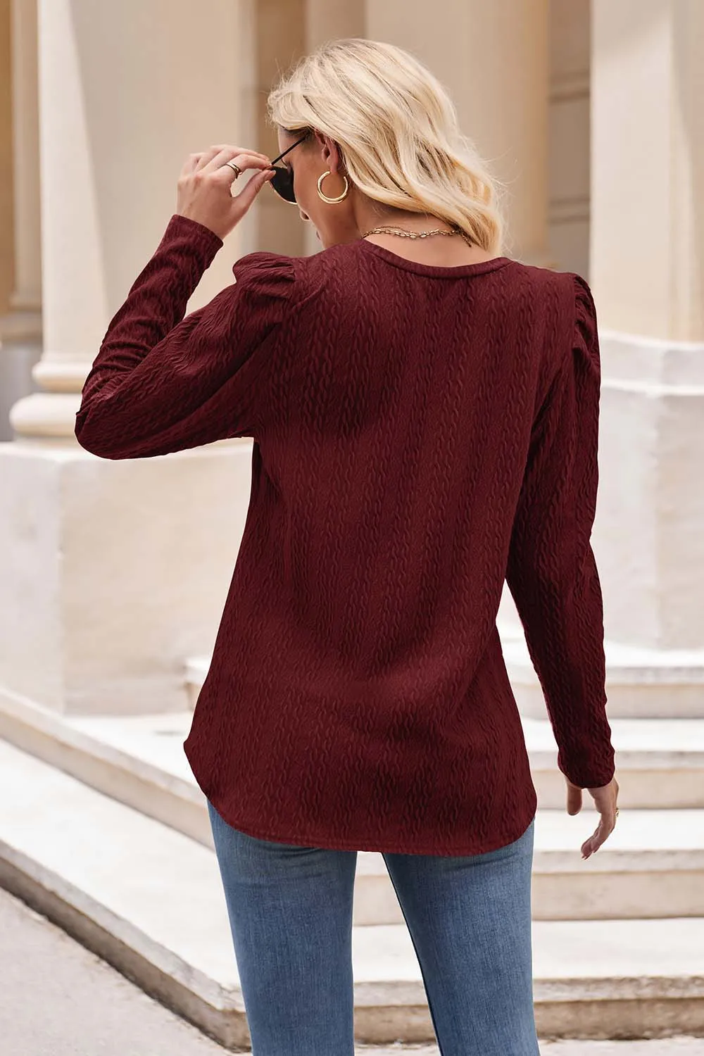 Trina Round Neck Puff Sleeve Blouse
