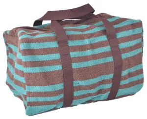 Turquoise and Brown 100% Wool Serape Saddle Blanket Duffel Bag.