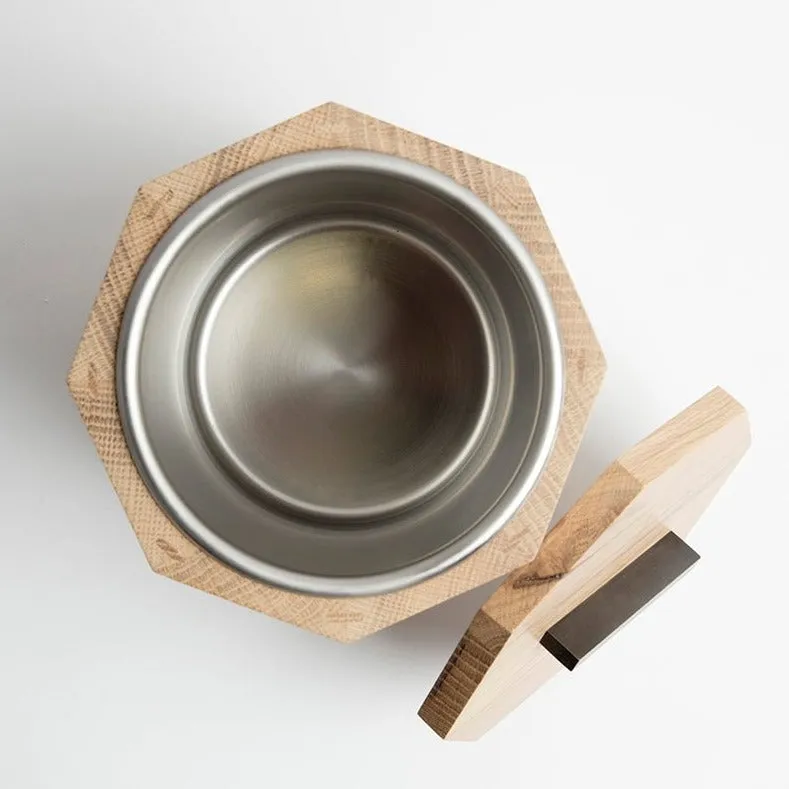 Unique Wooden Ice Bucket in White Oak