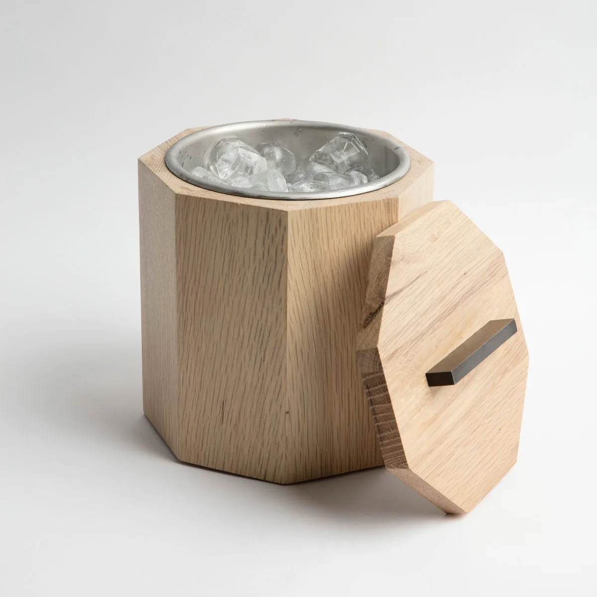 Unique Wooden Ice Bucket in White Oak