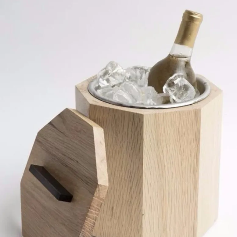 Unique Wooden Ice Bucket in White Oak
