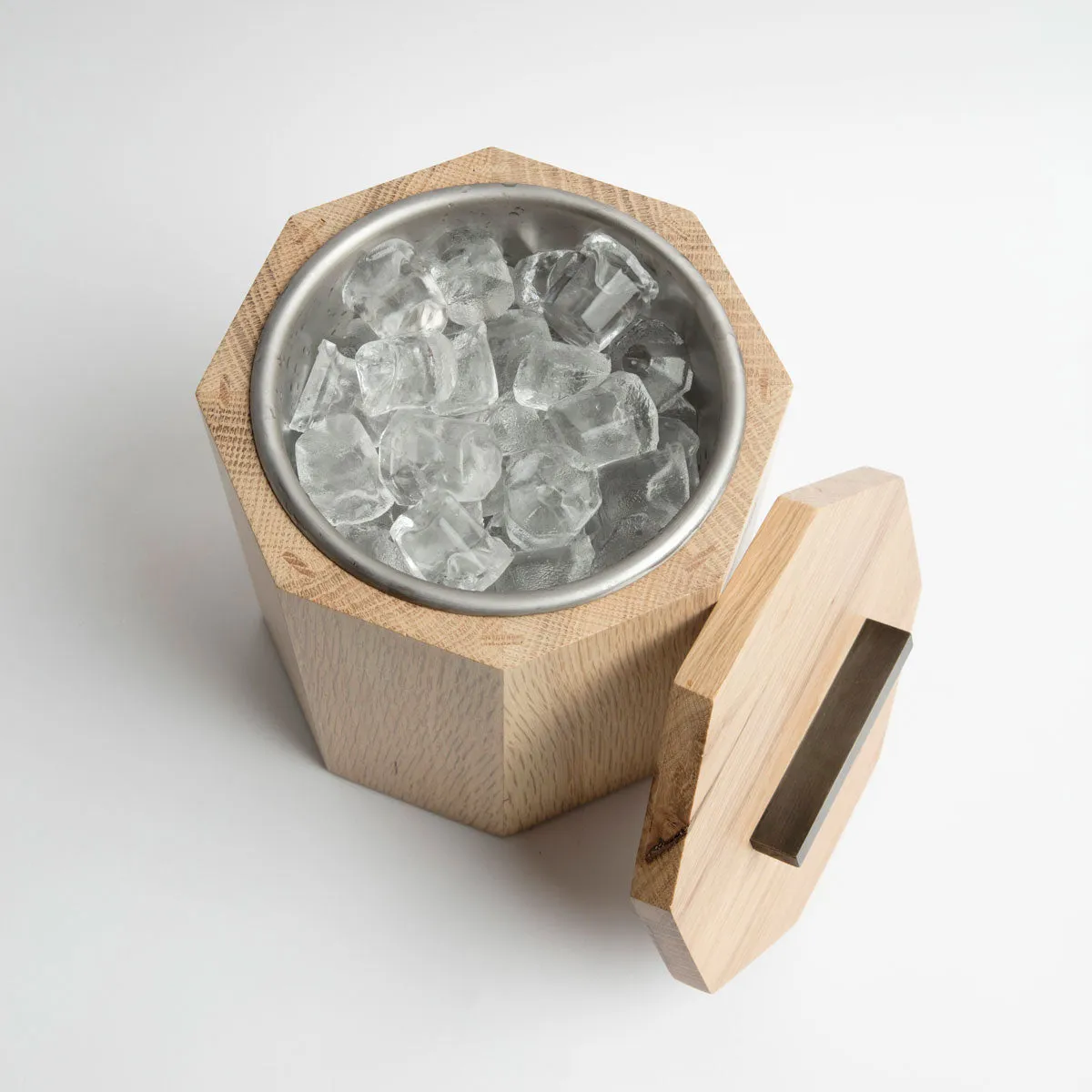 Unique Wooden Ice Bucket in White Oak