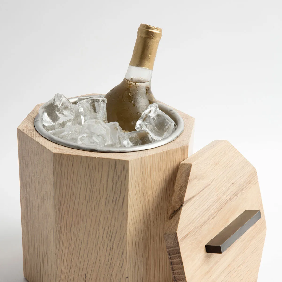 Unique Wooden Ice Bucket in White Oak