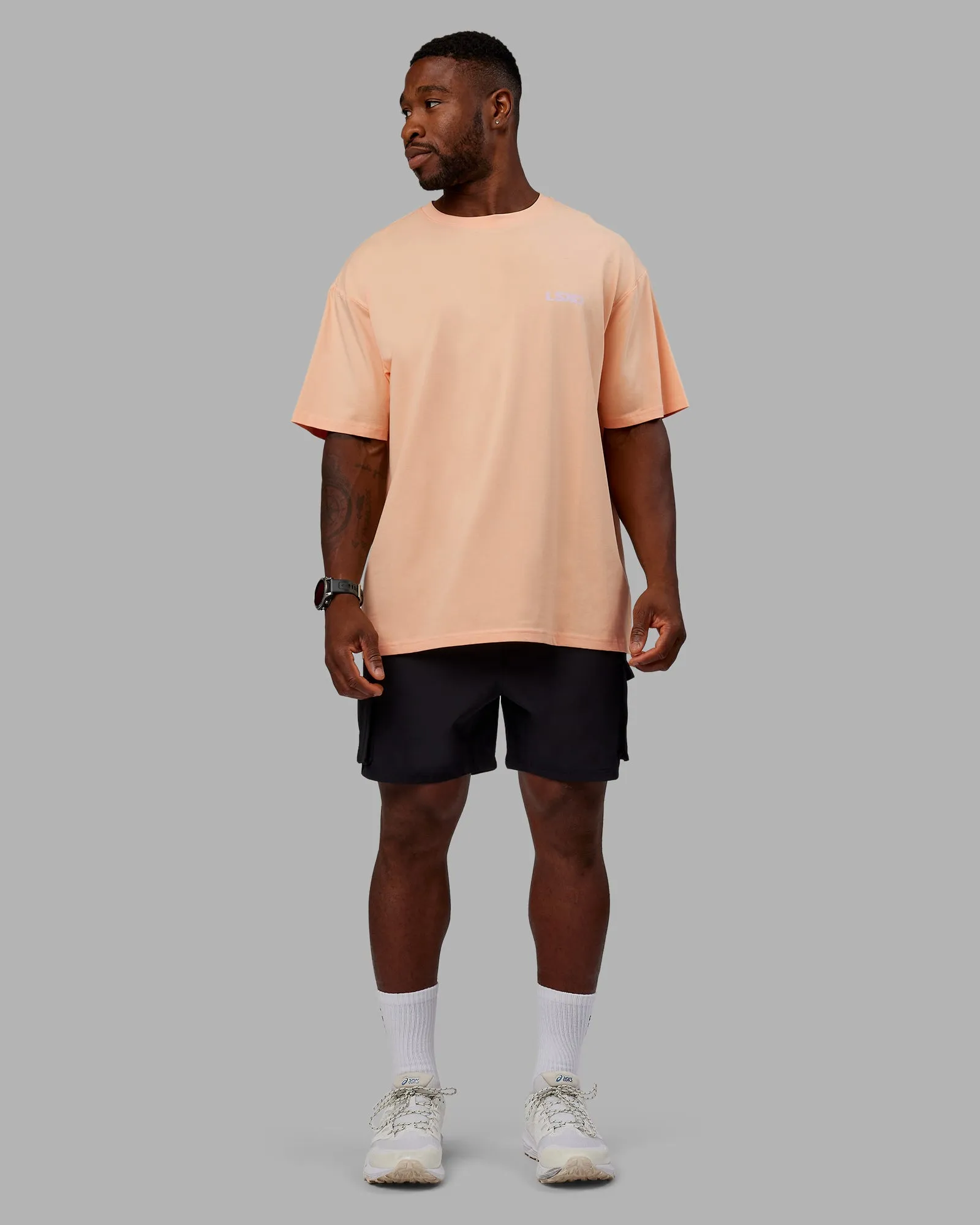 Unisex E.T.J FLXCotton Tee Oversize - Peach Fuzz-Purple