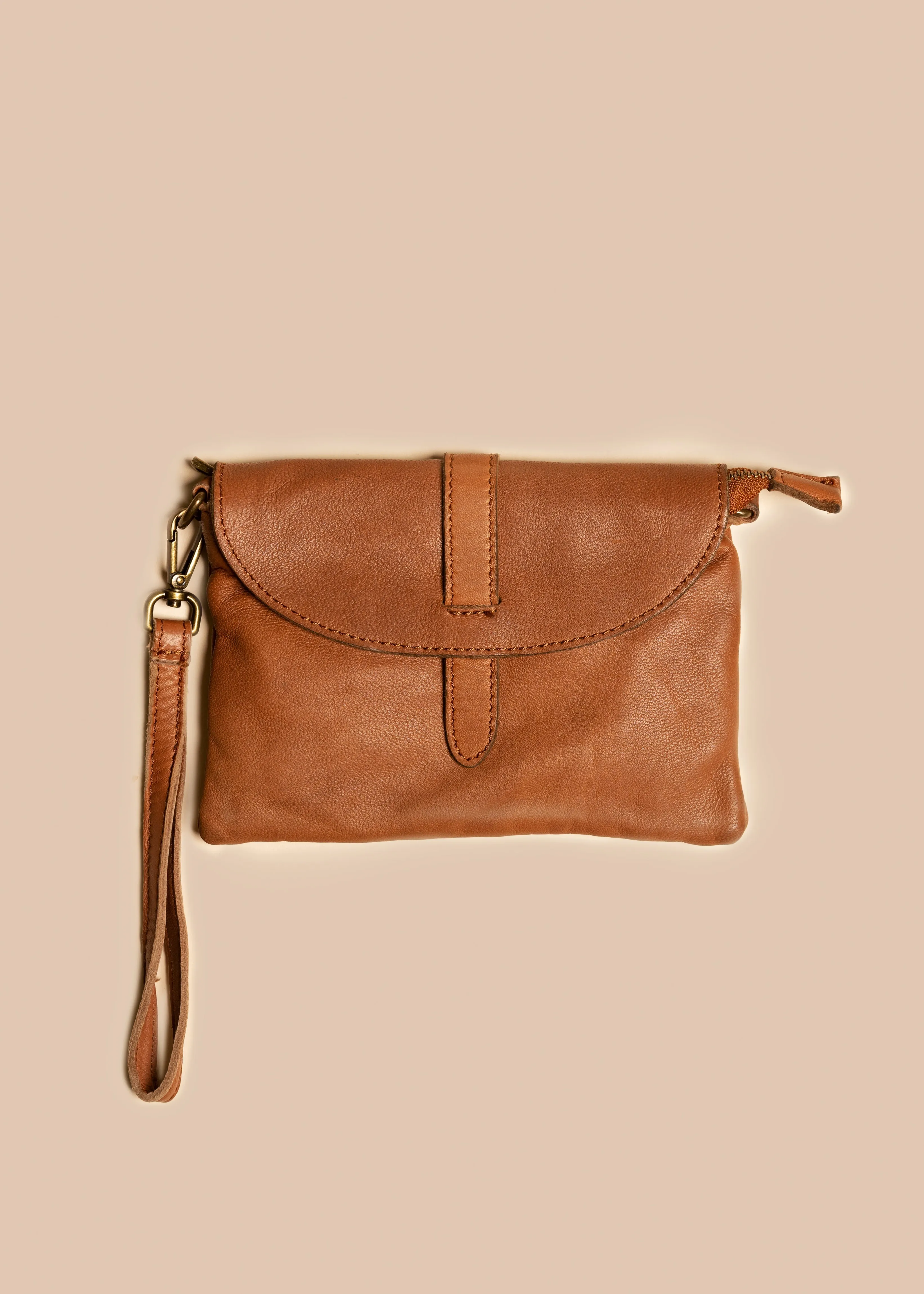 Varsha Clutch in Tan