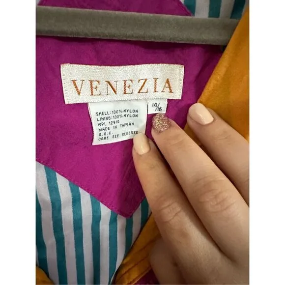 Venezia Vintage Jacket Unisex Zip Front Casual 14/16 Lined Drawstring Waist
