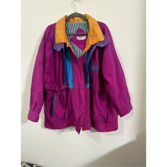 Venezia Vintage Jacket Unisex Zip Front Casual 14/16 Lined Drawstring Waist