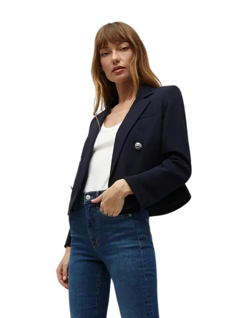 Veronica Beard Zion Jacket with Shirting in Navy