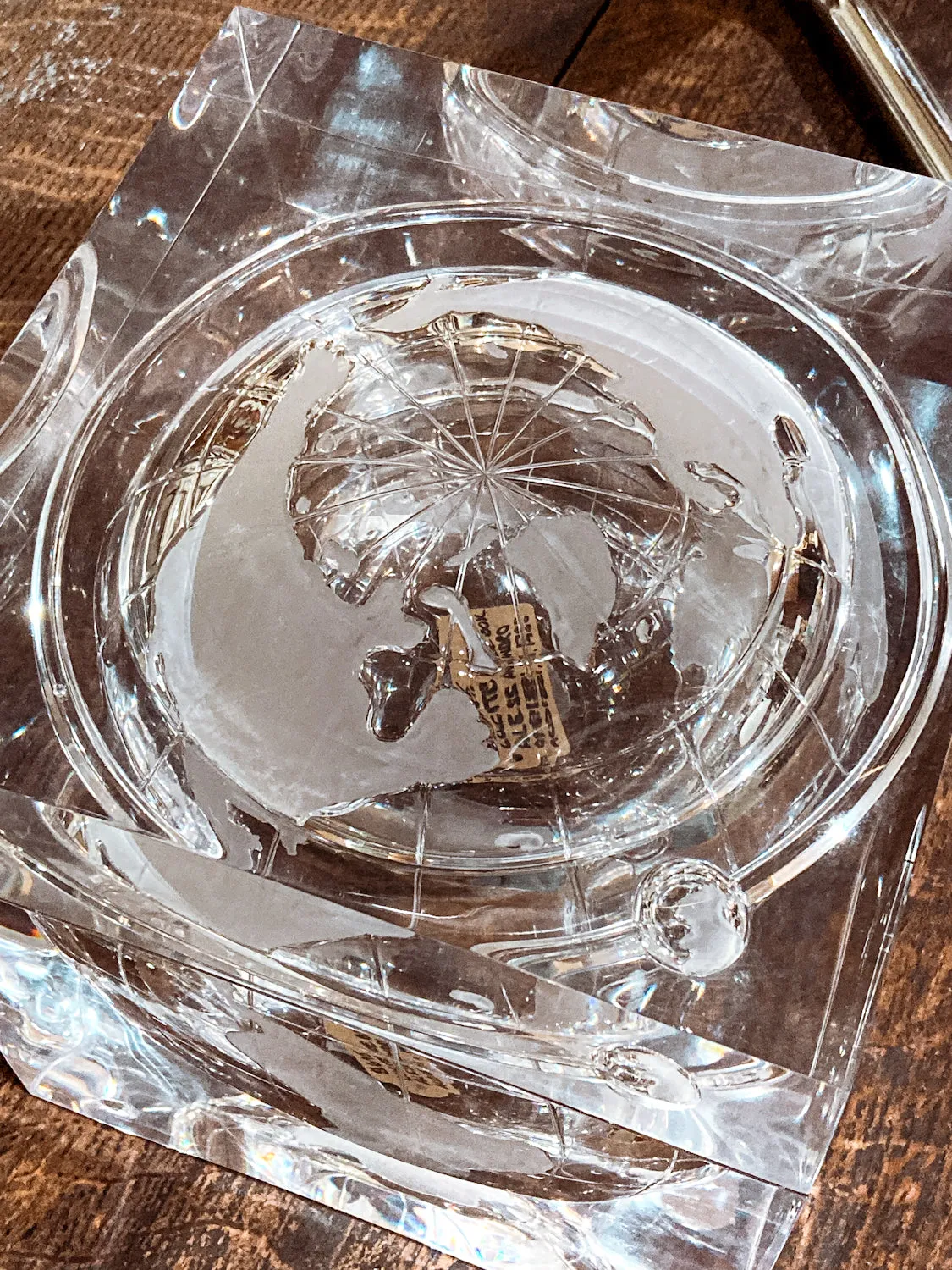 Vintage 1960s Alessandro Albrizzi Clear Lucite Globe Ice Bucket Box