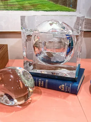 Vintage 1960s Alessandro Albrizzi Clear Lucite Globe Ice Bucket Box