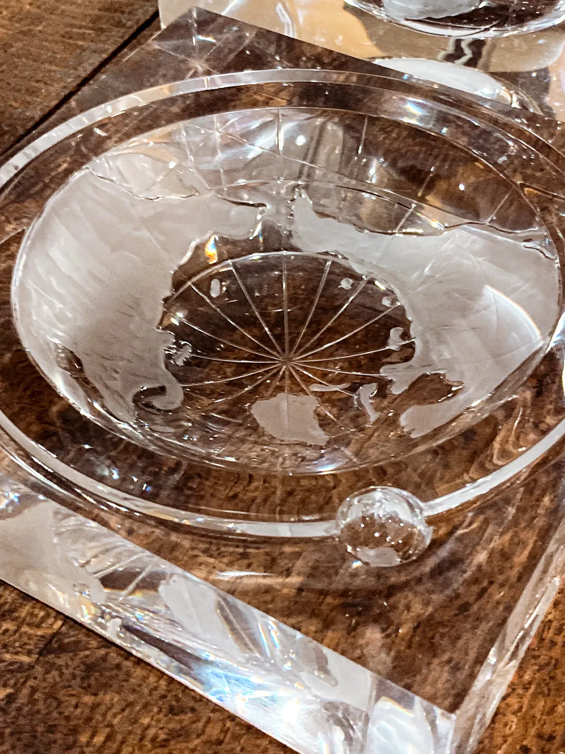 Vintage 1960s Alessandro Albrizzi Clear Lucite Globe Ice Bucket Box