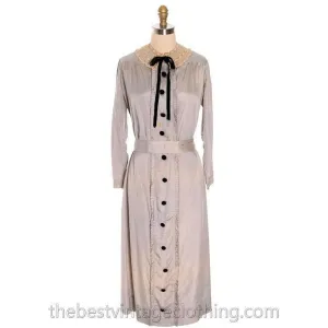 Vintage Antique Dress 1912- 1918 Silk Dress Edwardian Silver Large Titanic Era Damaged