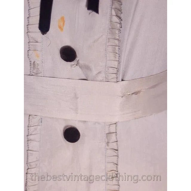 Vintage Antique Dress 1912- 1918 Silk Dress Edwardian Silver Large Titanic Era Damaged