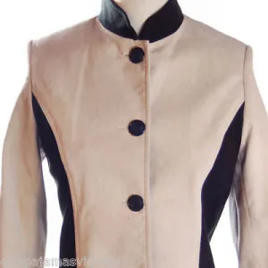Vintage Black & Ivory Color Block Ultrasuede Suit 1980S Sz6
