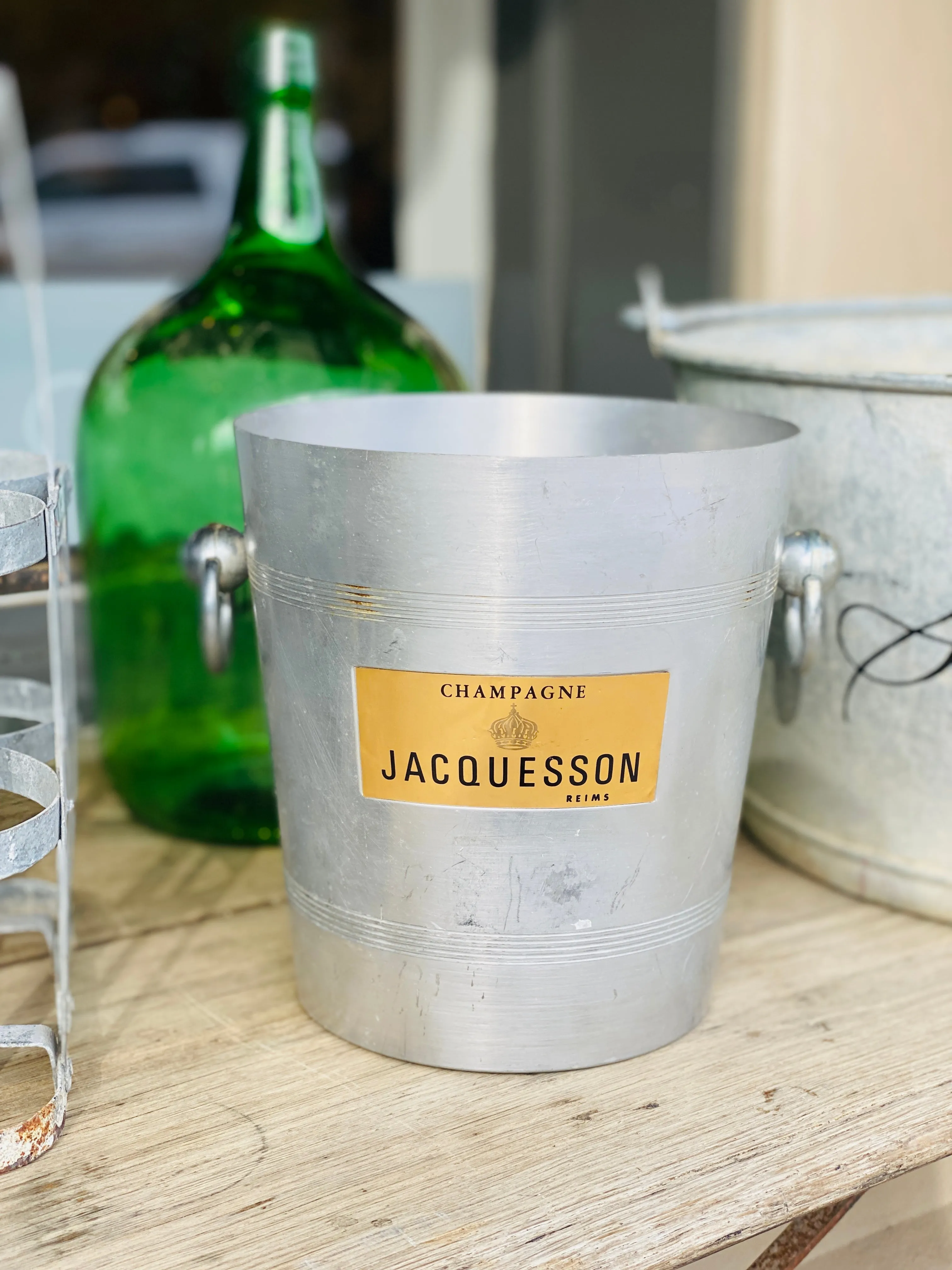 Vintage French Metal Ice Bucket | Jacquesson Label