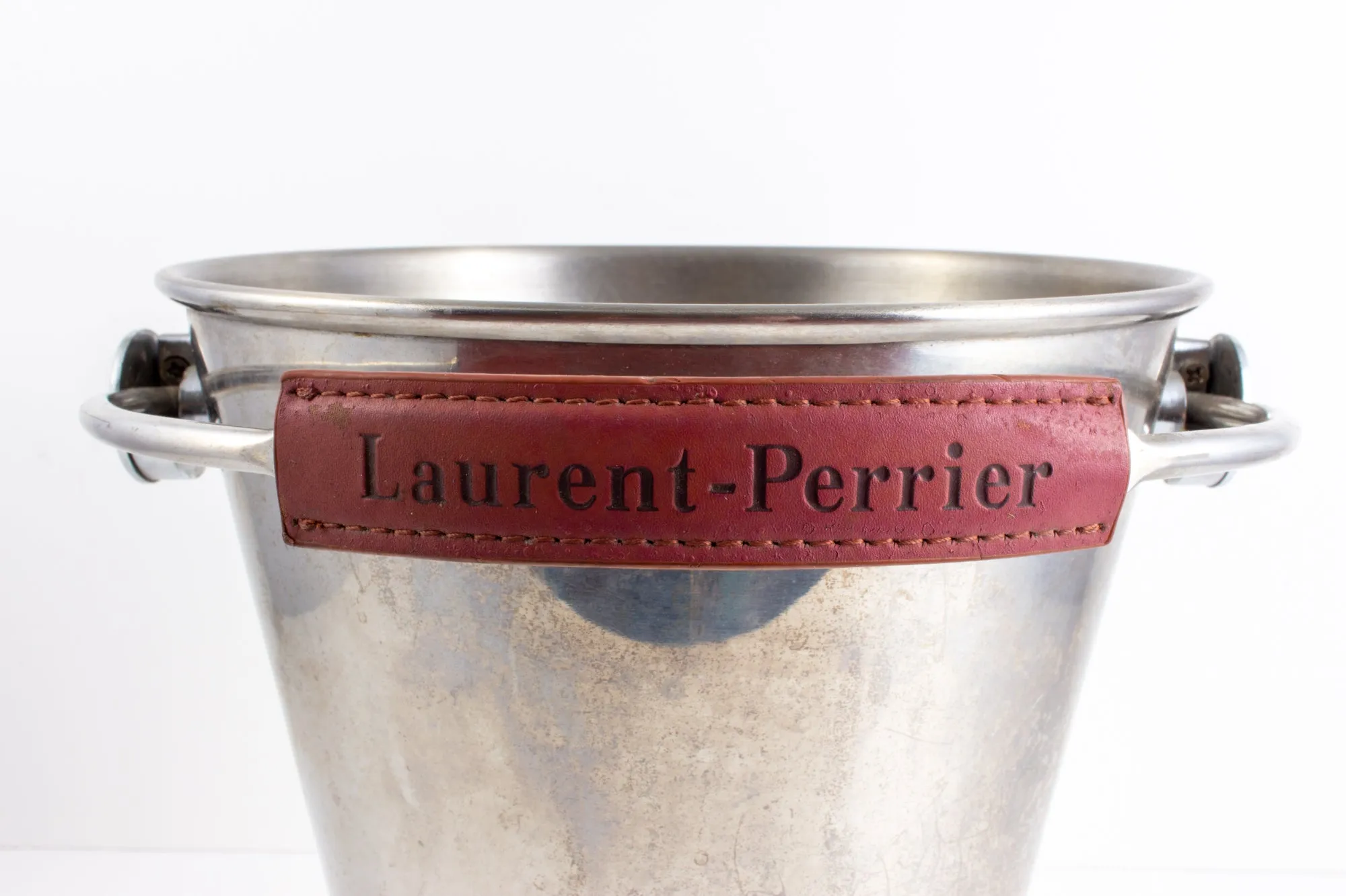 Vintage French Stainless Steel & Leather Laurent Perrier Ice Bucket