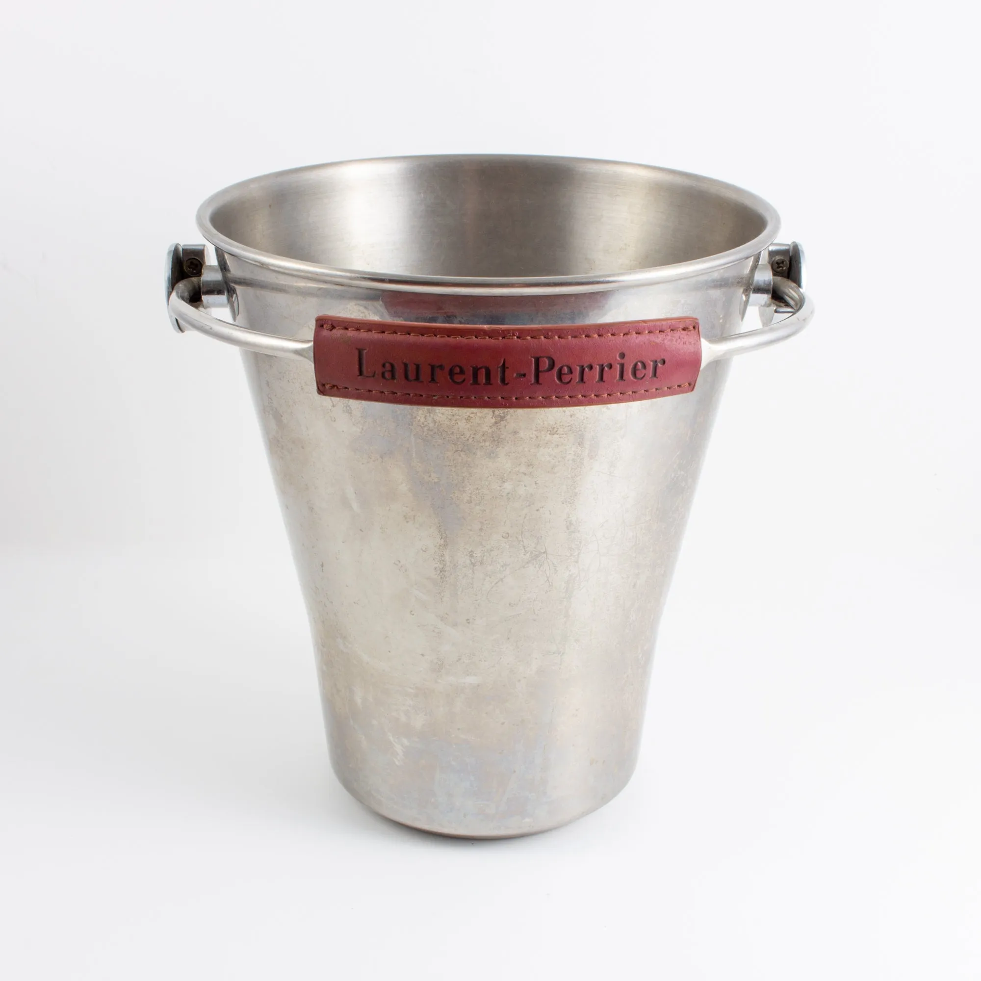 Vintage French Stainless Steel & Leather Laurent Perrier Ice Bucket