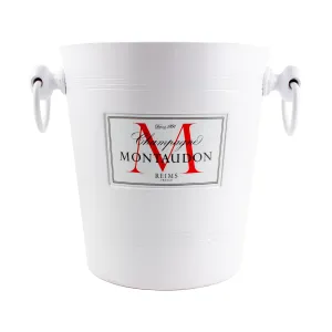 Vintage French White Metal "Montaudon" Ice Bucket