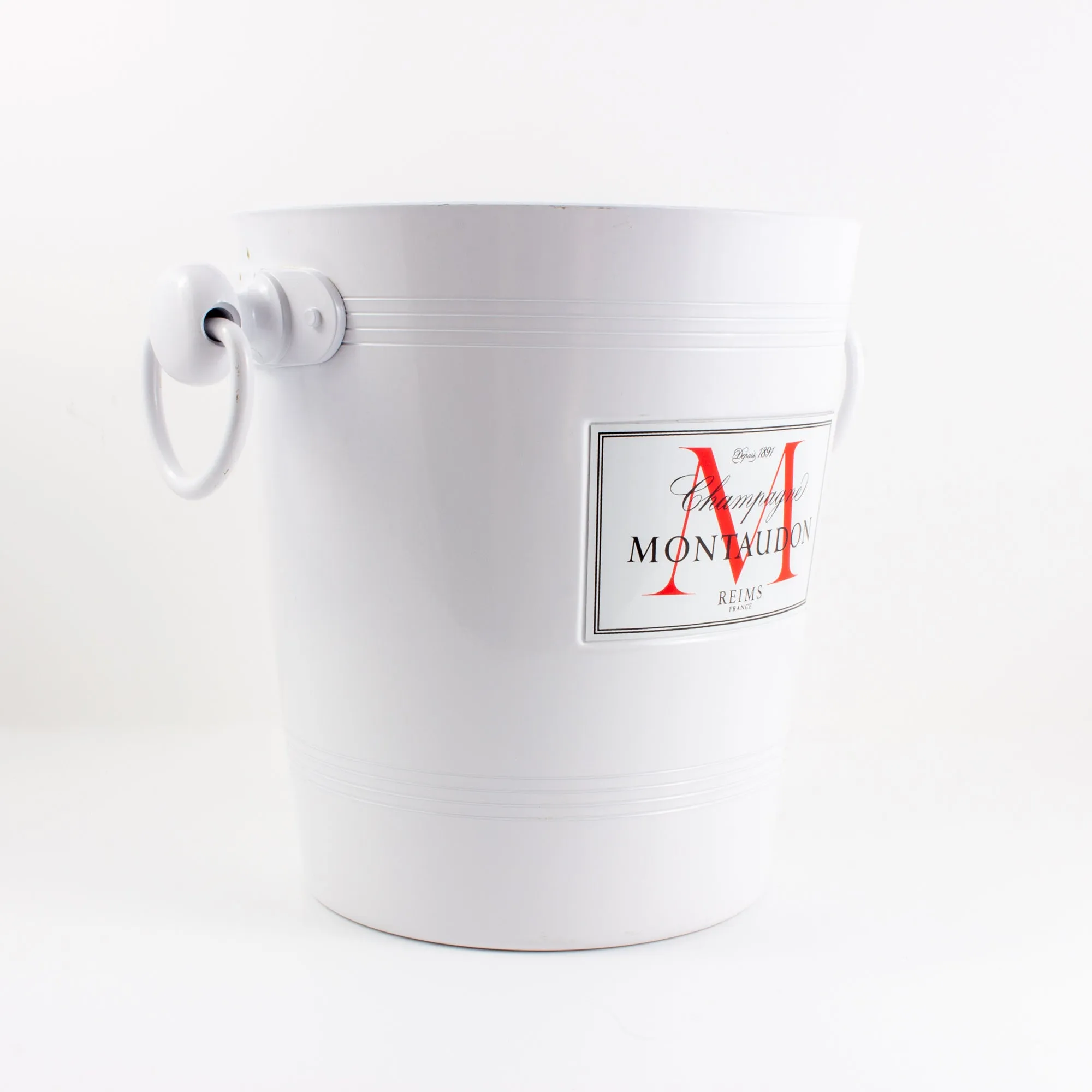 Vintage French White Metal "Montaudon" Ice Bucket