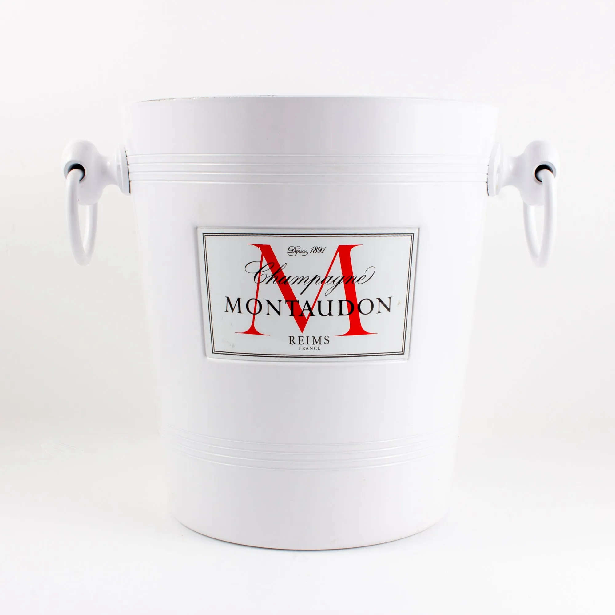 Vintage French White Metal "Montaudon" Ice Bucket