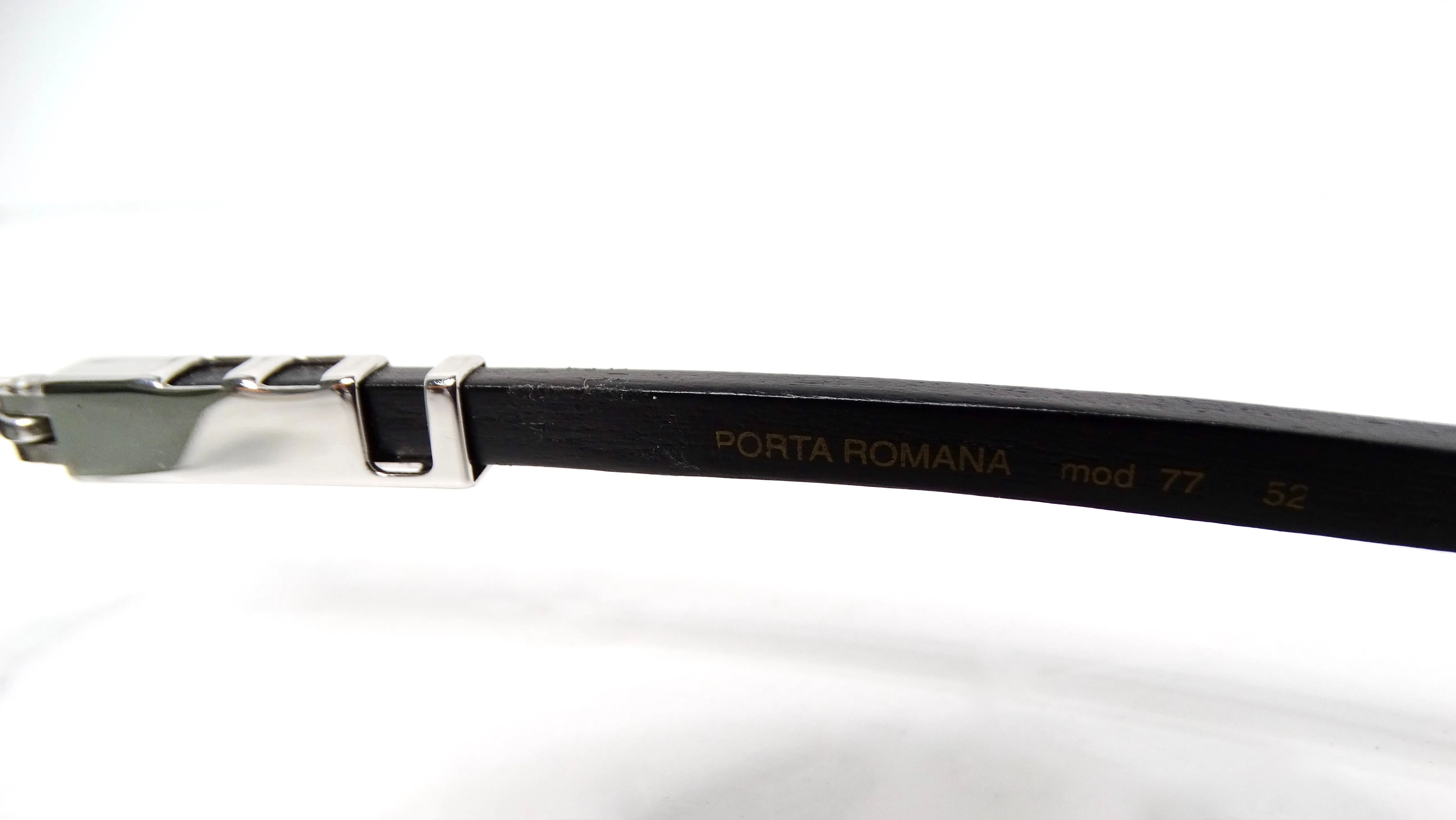 Vintage Porta Romana Handmade Black & Silver-Tone Rimless Oval Sunglasses