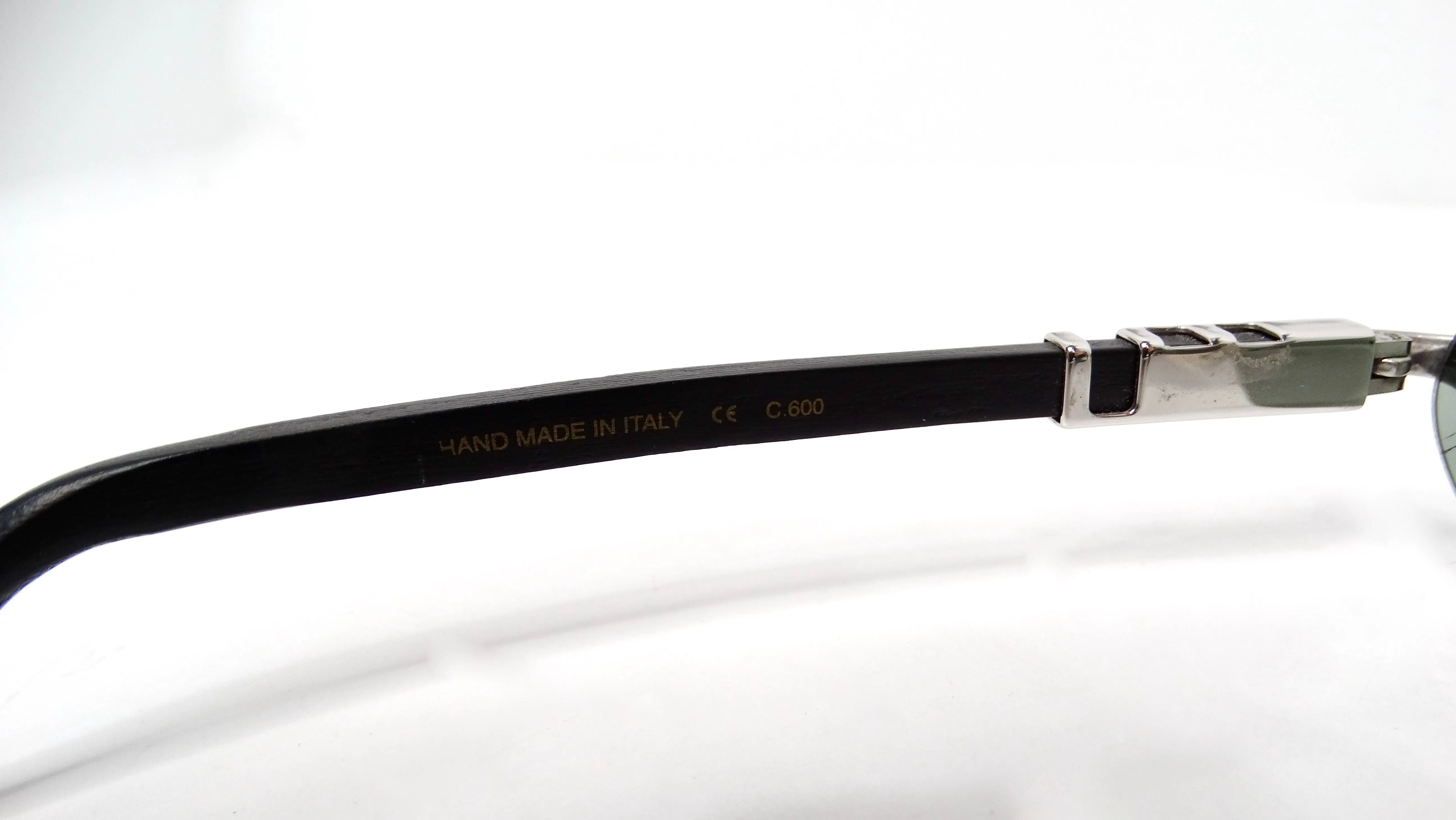 Vintage Porta Romana Handmade Black & Silver-Tone Rimless Oval Sunglasses