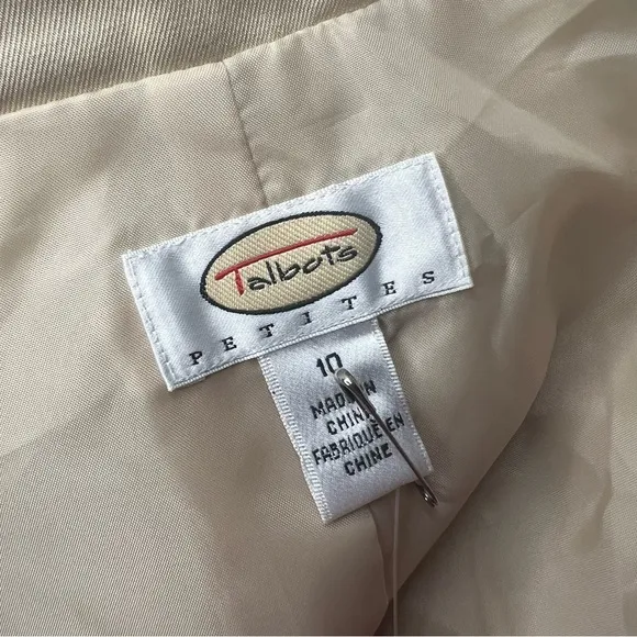 VINTAGE Talbots Silk Blend Jacket Size 10 Petite NWT Cream Classic Chic