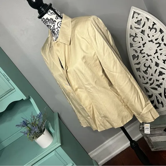 VINTAGE Talbots Silk Blend Jacket Size 10 Petite NWT Cream Classic Chic