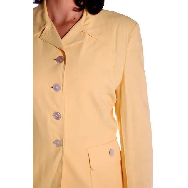 Vintage Yellow Rayon Gabardine Ladies Suit 1940s 41-29-42