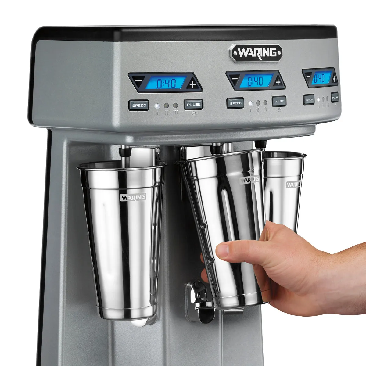 WDM360TX Heavy-Duty Triple-Spindle Drink Mixer with Timer & Hands Free Operation by Waring Commercial