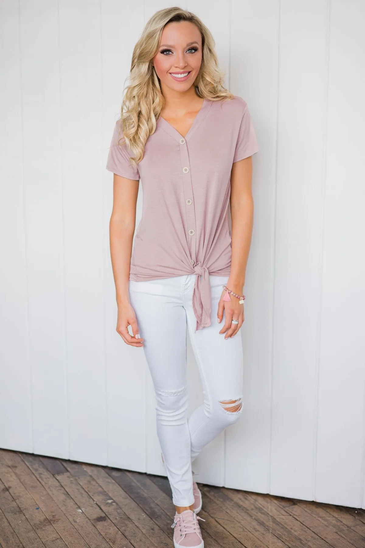 Weekend Comfort Short Sleeve Top- Blush