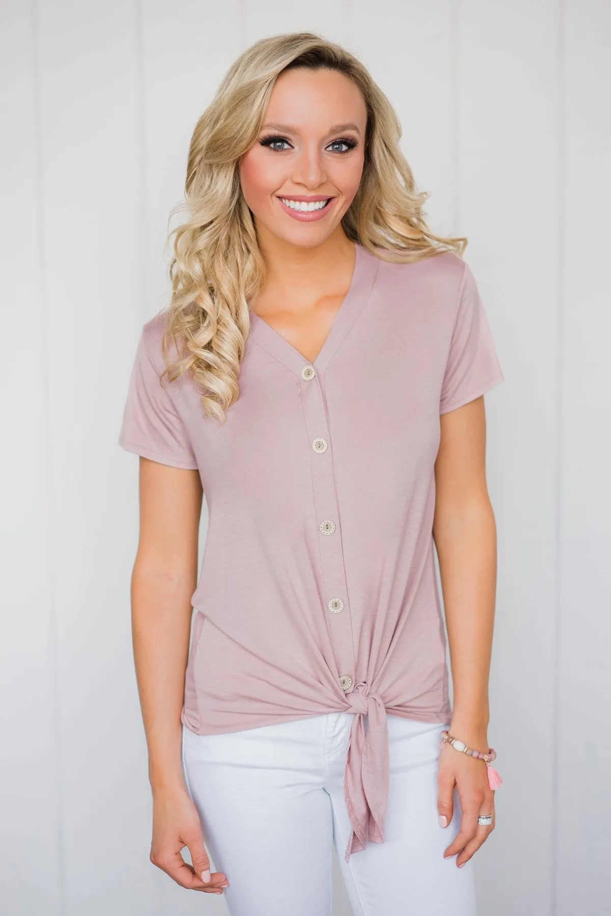 Weekend Comfort Short Sleeve Top- Blush
