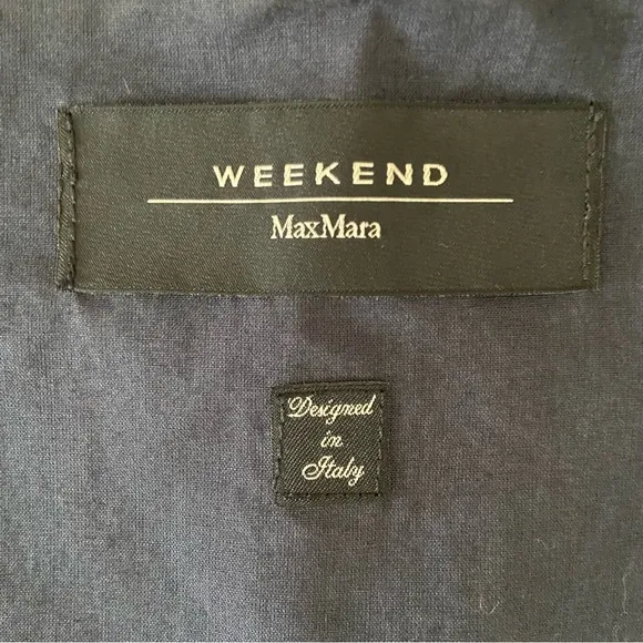 Weekend Max Mara 100% Linen Navy Blue Vest Pockets Italy size 6 - D2