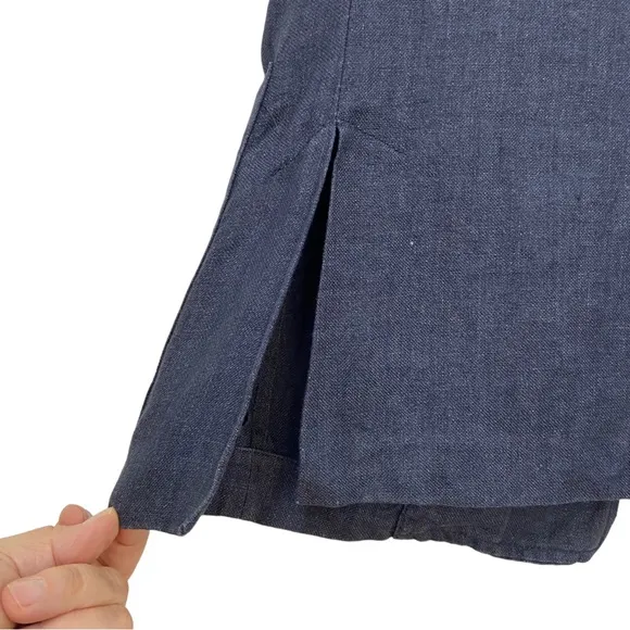 Weekend Max Mara 100% Linen Navy Blue Vest Pockets Italy size 6 - D2