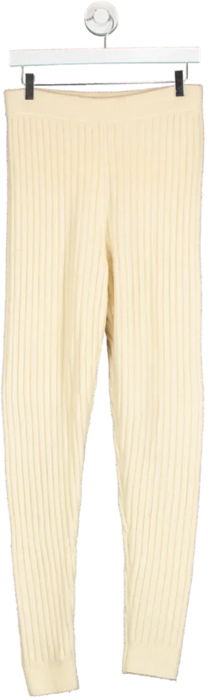 Weekend Stories Beige Cosy Knit Ribbed Pants UK S