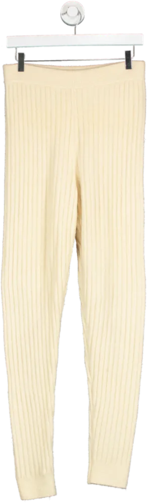 Weekend Stories Beige Cosy Knit Ribbed Pants UK S