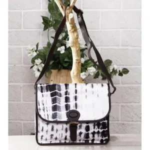 White & Black Tie Dyed Suede Sling Bag