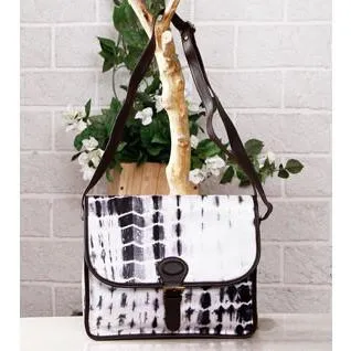 White & Black Tie Dyed Suede Sling Bag