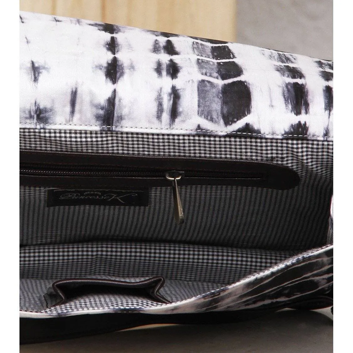 White & Black Tie Dyed Suede Sling Bag