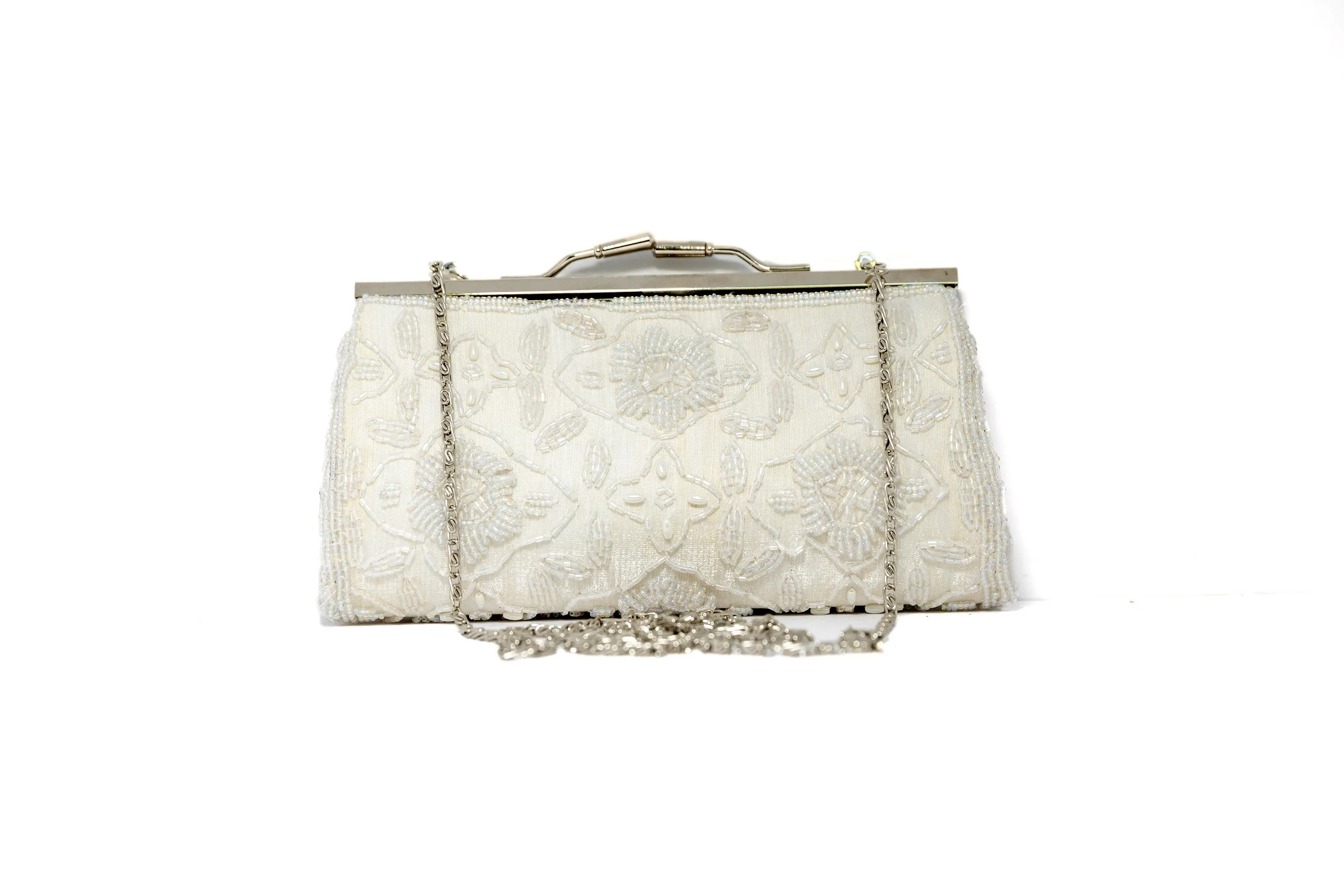 White Beaded Clutch Purse