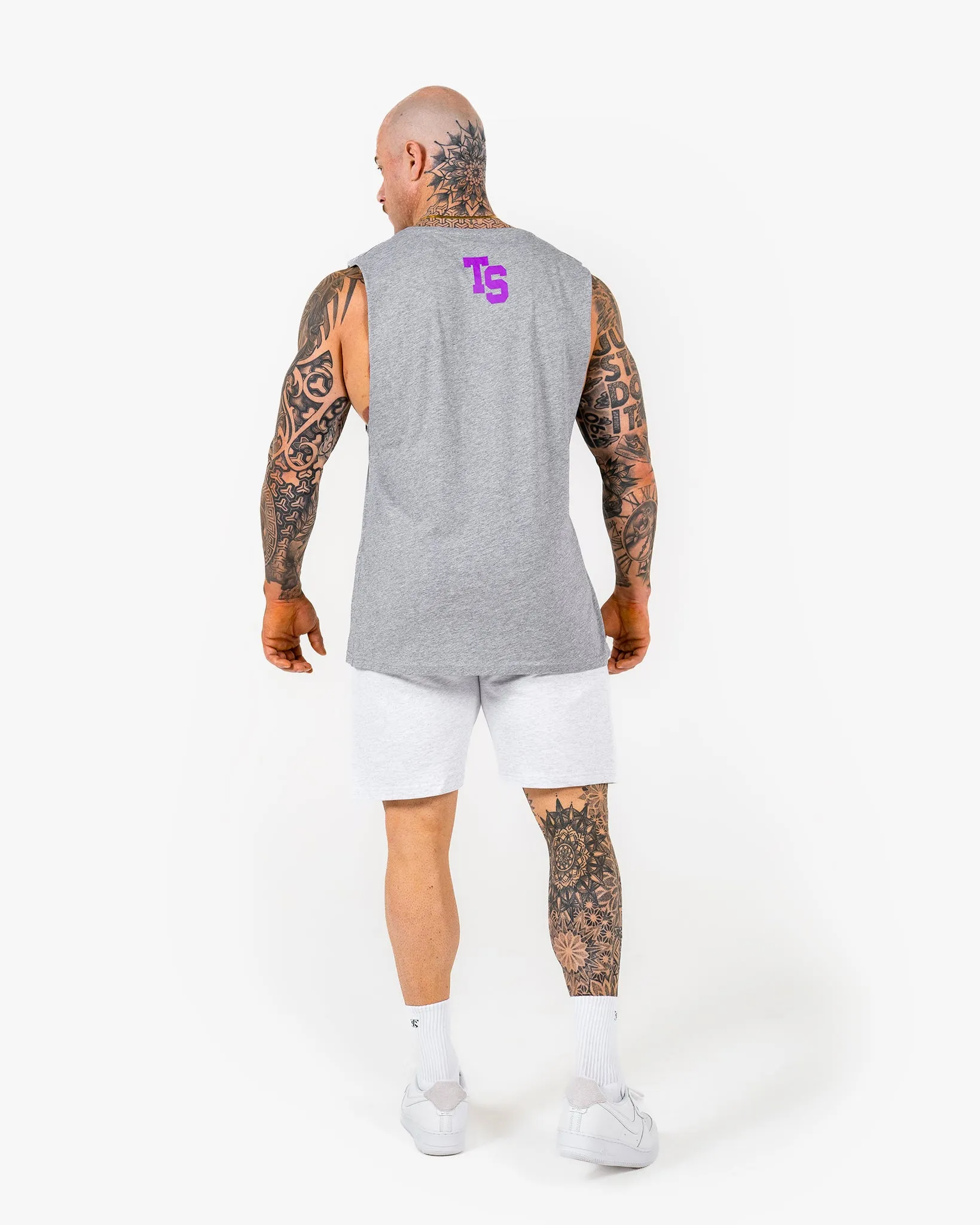 WKND Relaxed Tank - Heather Grey w/ Purple