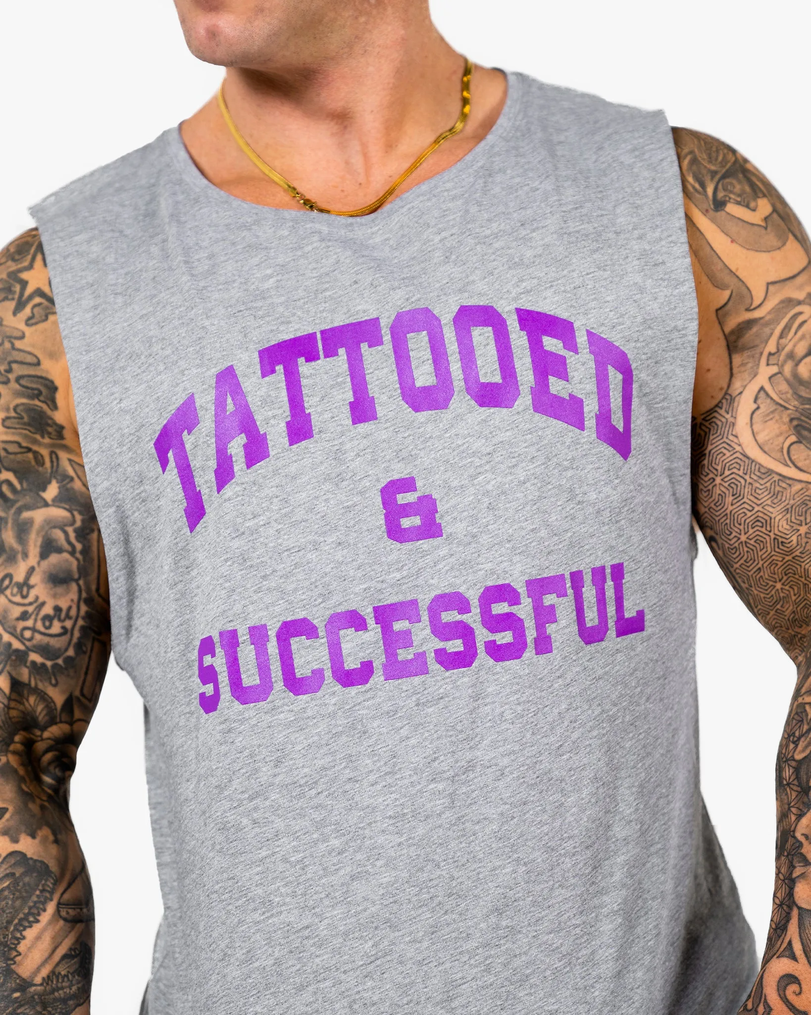 WKND Relaxed Tank - Heather Grey w/ Purple