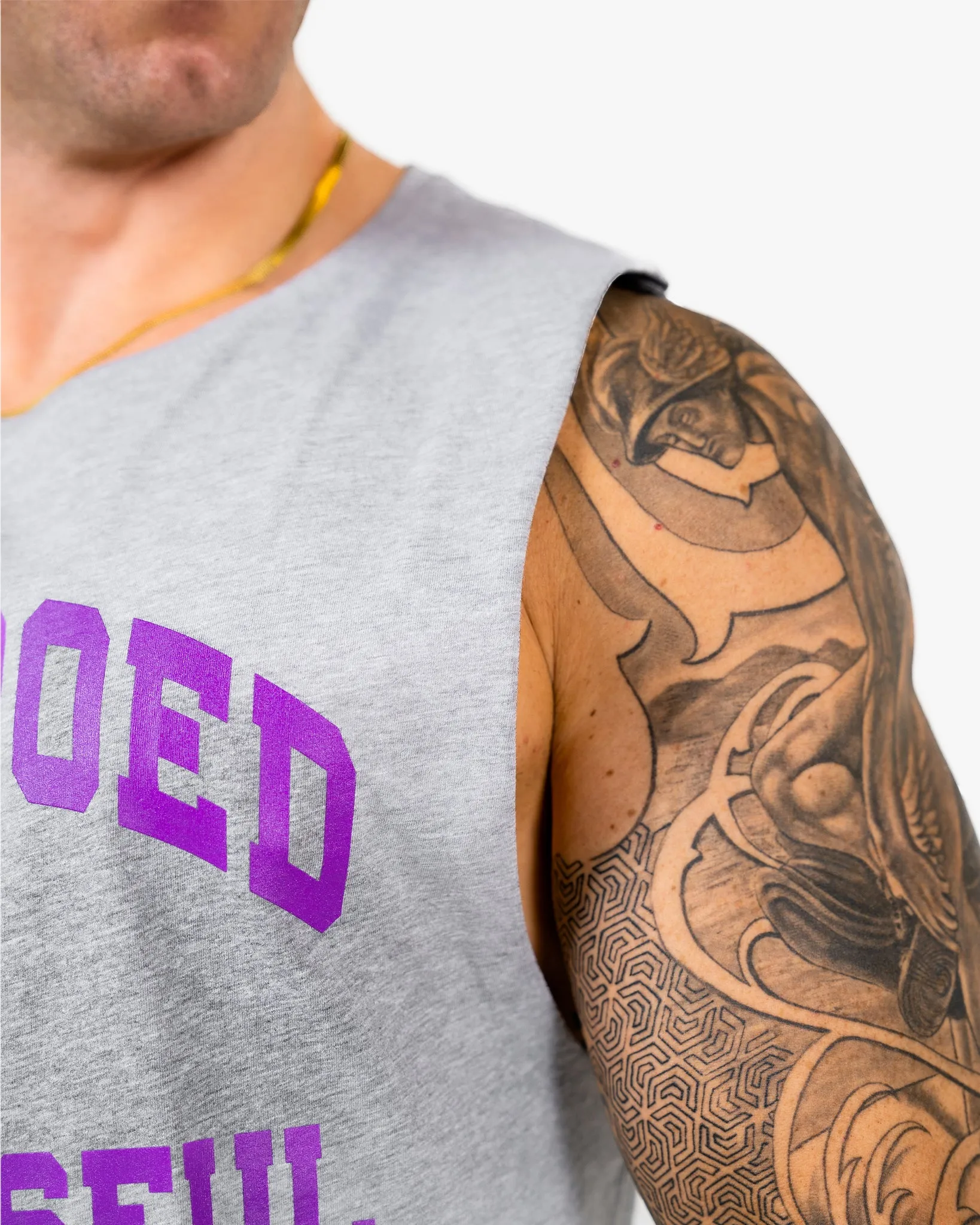 WKND Relaxed Tank - Heather Grey w/ Purple