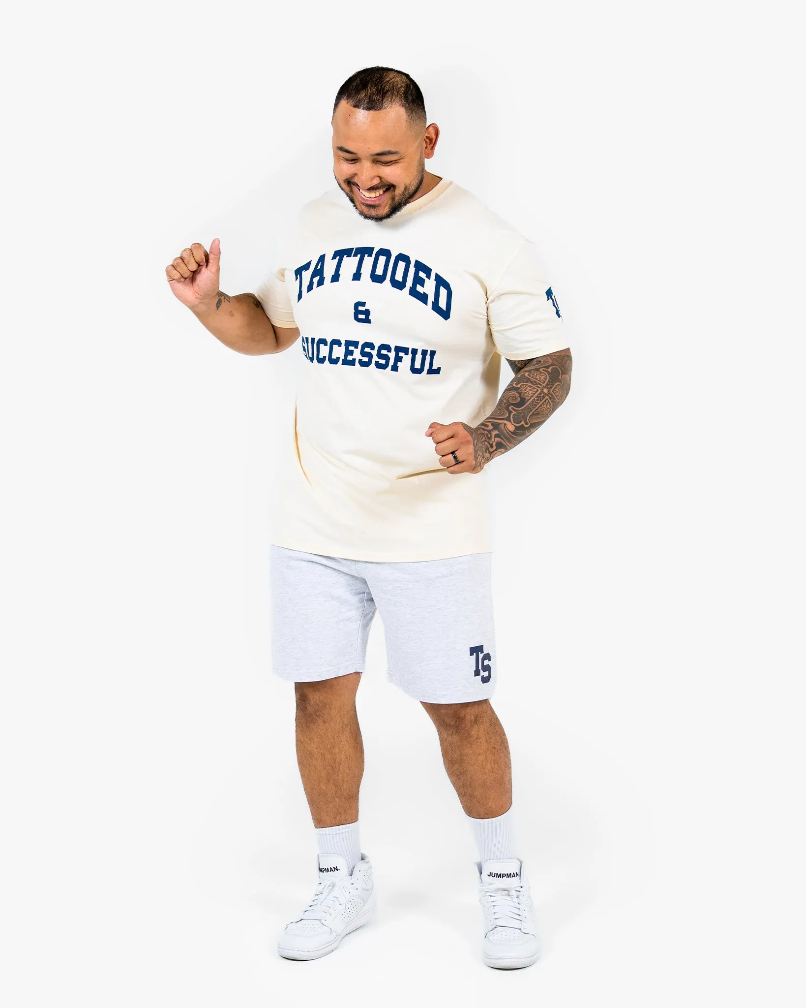 WKND Staple Tee - Ecru w/ Navy