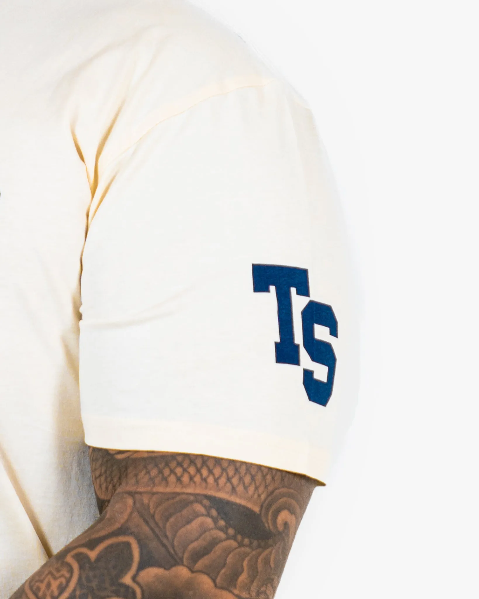 WKND Staple Tee - Ecru w/ Navy